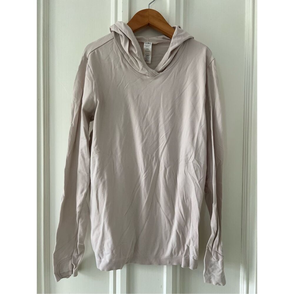 Athleta girl"s light pink long sleeve athletic hoodie with thumbholes 12